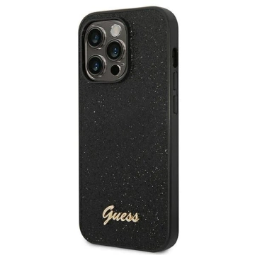 Etui Guess GUHCP14LHGGSHK pre Apple iPhone 14 Pro 6,1" čierne/čierne pevné puzdro Glitter Script