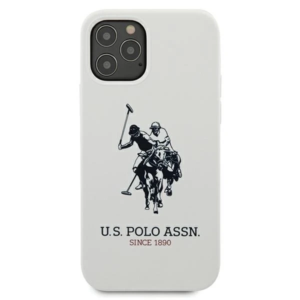 Puzdro na telefón US Polo Silicone Collection iPhone 12/12 Pro 6,1". biela/biela