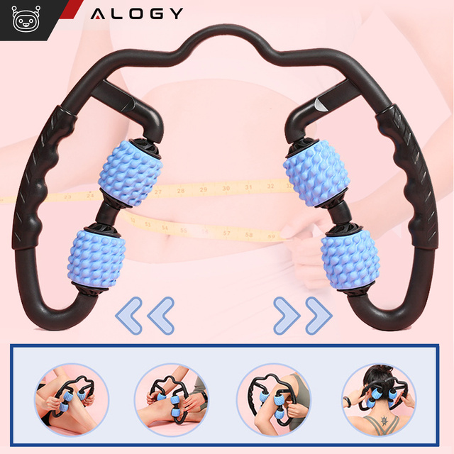 Body massager anti-cellulite manual muscle roller Alogy 4x massage roller Universal roller black and blue