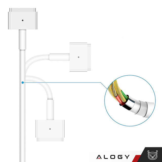 Ładowarka do MacBooka Alogy Charger Zasilacz do Apple MacBook MagSafe 2 T-type 60W Biała