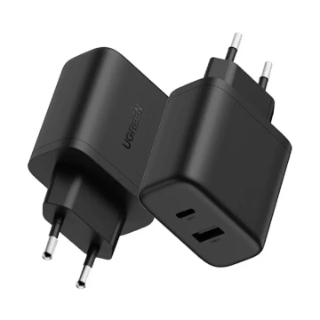 Ładowarka Ugreen X227 GaN 20W USB-C + USB-A Czarna PD QC Szybka Kompaktowa