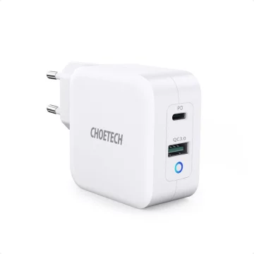 Choetech fast charger GaN USB Type C PD USB-A QC3.0 65W 3.25A white (PD8002)