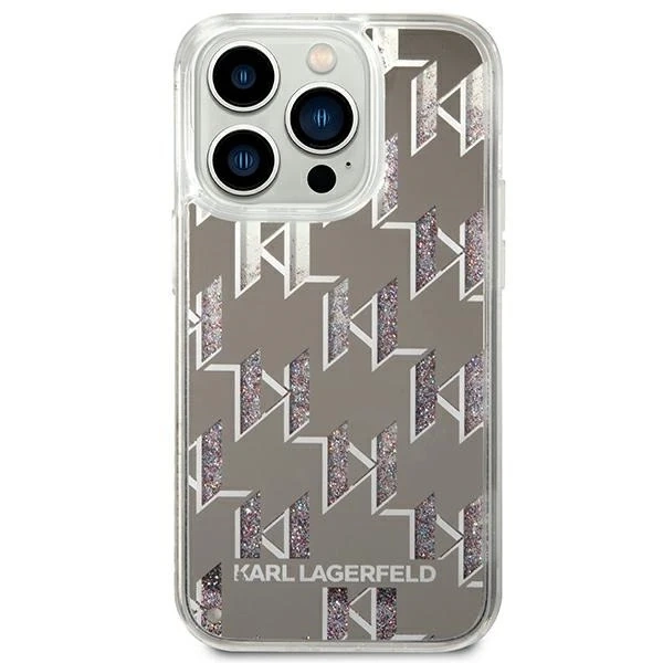 Etui Karl Lagerfeld KLHCP14XLMNMS do iPhone 14 Pro Max 6,7" hardcase Liquid Glitter Monogram srebrny/silver