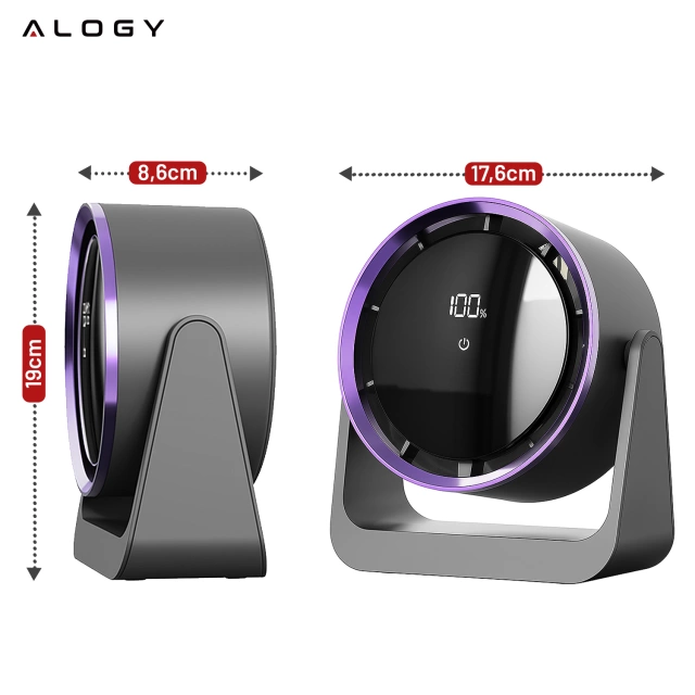 Stolní ventilátor stojící ventilátor malé oběhové čerpadlo s klipem bezdrátové ruční 500mAh USB-C Alogy White