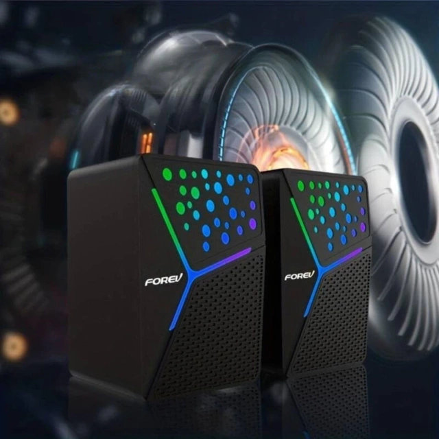 Forev Stereo Speakers Black PC RGB Backlit
