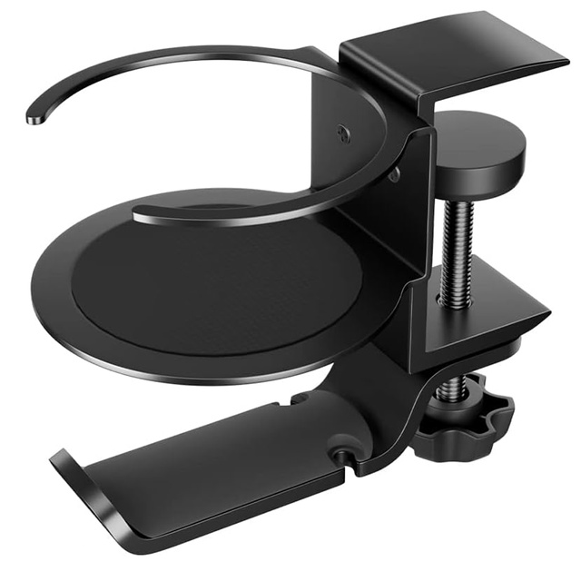 2in1 Desk Organizer Holder for Cup Headphones Cables Desk Aluminum Stand Hanger Hook Alogy Black