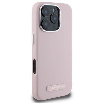 Karl Lagerfeld pouzdro pro iPhone 16 Pro 6,3" růžové MagSafe Hardcase FW Metal Plate