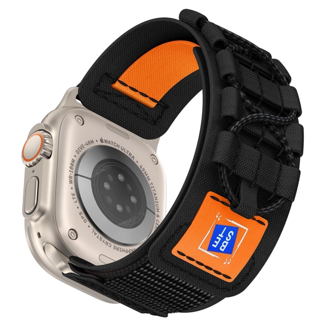 Nylonový pásek Alogy se suchým zipem pro Apple Watch 42/44/45/49 mm černý