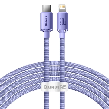 Kábel Baseus Crystal Shine Series USB kábel pre rýchle nabíjanie a prenos dát USB typu C - Lightning 20W 2m fialový (CAJY000305)