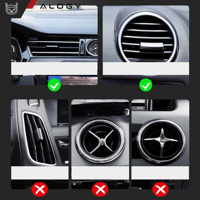 Тримач-органайзер для автомобільної решітки, коробка-гачок для автомобільної решітки Alogy Car Air Vent Black