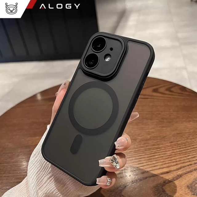 Case for Apple iPhone 12 Alogy MagSafe Hybrid Matte Case matte cover with lens protection black Glass