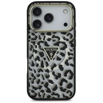Etui Guess MagSafe do iPhone 17 Pro Max Leopard Glitter Black