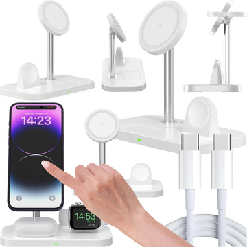 TECH-PROTECT QI15W-A22 3IN1 MAGNETISCHES MAGSAFE DRAHTLOSES LADEGERÄT WEISS