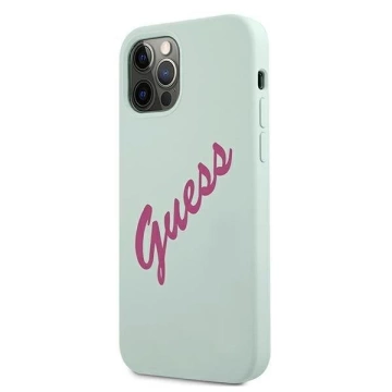 Guess GUHCP12MLSVSBF iPhone 12/12 Pro 6,1" niebieski fuksja/modré fuschia pevné puzdro Silicone Vintage