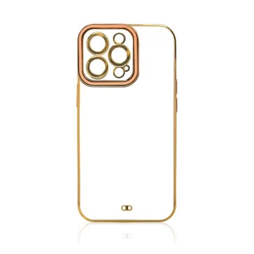 Módní pouzdro pro iPhone 13 Pro Gold Frame Gel Cover Gold