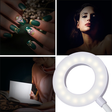 Stolná lampa Alogy Stolová LED kruhová lampa s klipom na stôl bezdrôtová flexibilná biela