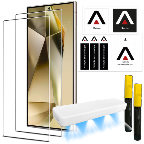 2x tvrdené sklo pre Samsung Galaxy S24 Ultra Ochranné sklo s UV lampou 9H Glue Alogy