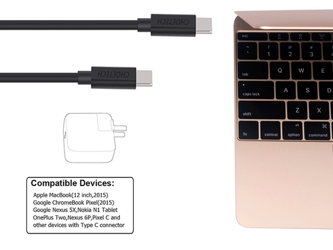 Kabel Choetech 2x usb-c typ c 3A macbook czarny