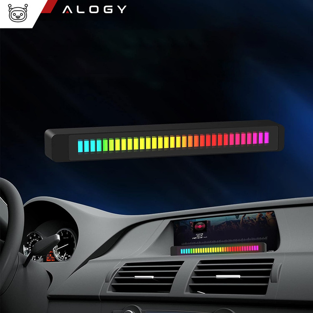 RGB LED lampa USB lampa blikajúca v rytme hudby Smart Bar 18 cm farebný 32bit Gaming Alogy Black