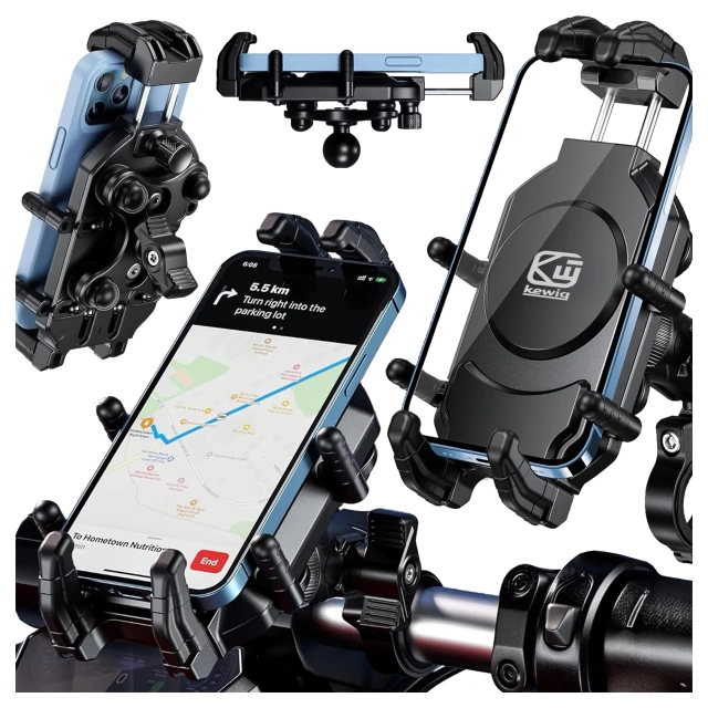 Držák na motorku KEWIG M11B pro telefon s QC 3.0 15W Qi nabíječkou černý