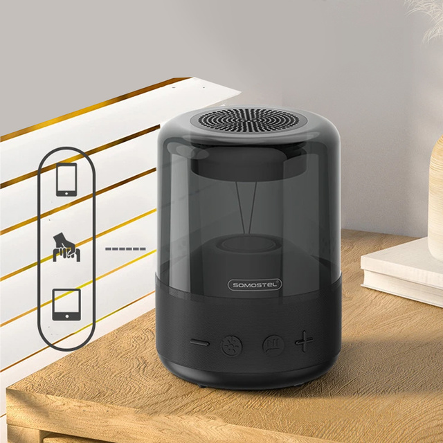Somostel Bluetooth BT 5.0 H210 LED RGB AUX TF kabelloser Lautsprecher tragbar schwarz