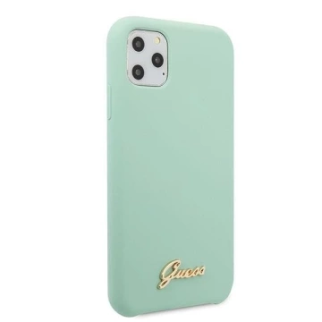 Guess GUHCN65LSLMGG iPhone 11 Pro Max zielony/zelené pevné pouzdro silikonové Vintage zlaté logo