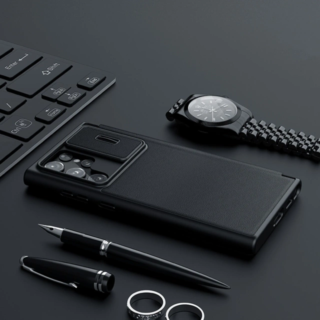 Nillkin Qin Leather Pro Case Samsung Galaxy S23 Flip Cover Kryt fotoaparátu Zelený