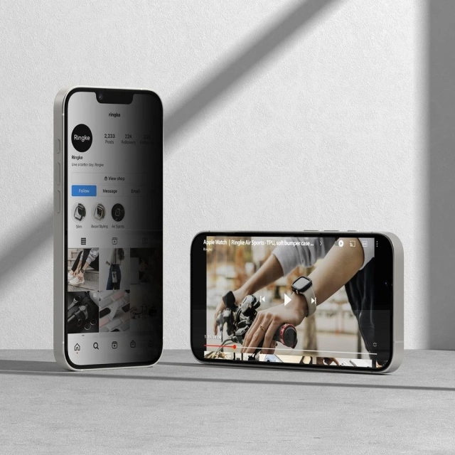 Sklo pro iPhone 16e Ringke Easy Slide, sada 2 ks, ochrana soukromí