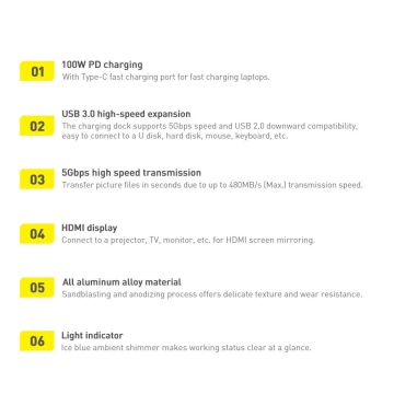 Baseus Metal Gleam Series multifunkčný USB HUB 7v1 Type C HDMI TF PD čítačka kariet sivá (WKWG020113)