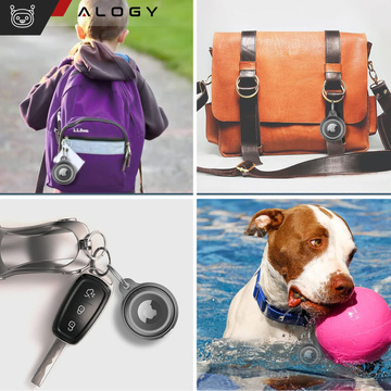 Puzdro na lokalizáciu pre Apple AirTag Keychain Vodotesné puzdro Alogy 360 IPX8 s príveskom matná čierna