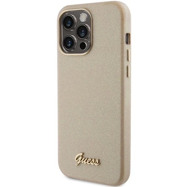 Etui Guess GUHCP15LPGMCSD do iPhone 15 Pro 6.1" złoty/light gold hardcase Glitter Glossy Script