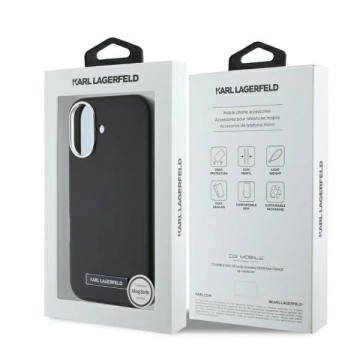 Karl Lagerfeld Hülle für iPhone 16 6,1" Schwarzes MagSafe Hardcase FW Metallplatte