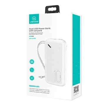 USAMS Powerbank PB56 10000mAh 2xUSB / USB-C / MicroUSB Fast Charge білий/білий 10KCD15002 (US-CD150)
