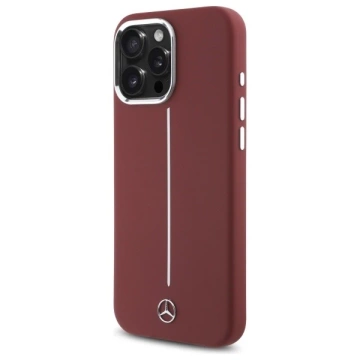 Чохол Mercedes для iPhone 16 Pro Max 6.9" Red Hardcase Silicone White Stripe MagSafe
