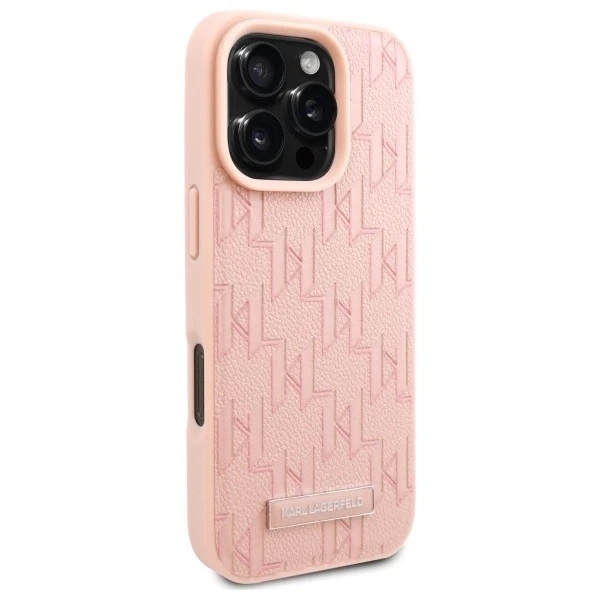 Чохол Karl Lagerfeld для iPhone 16 Pro 6.3" Pink Magsafe Hardcase Hot Stamp