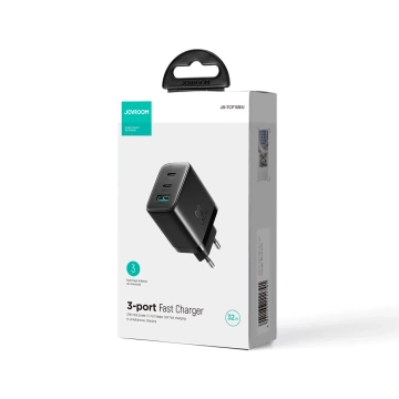 Joyroom 2x USB-C USB-A 32W rýchlonabíjačka - Čierna