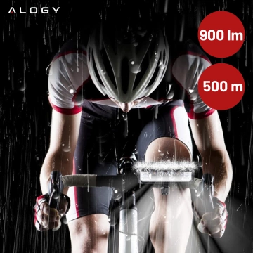 Lampka rowerowa przednia halogen LED światło oświetlenie roweru na przód rower kierownicę Mocna 900lm Alogy 610 czarna