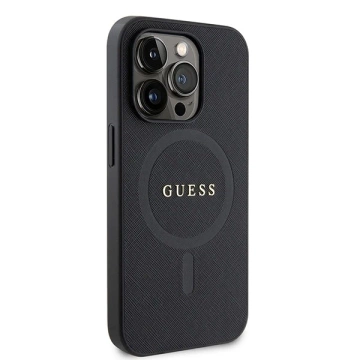 Etui Guess GUHMP15LPSAHMCK для iPhone 15 Pro 6.1" чорний/чорний жорсткий чохол Saffiano MagSafe