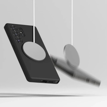 Чохол для Samsung Galaxy S25 Ultra чорного кольору з силіконовим кільцем, магнітним MagSafe
