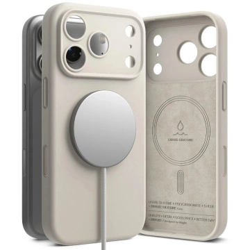 Etui do iPhone 17 Pro Max Ringke Silicone Magnetic MagSafe Beżowe