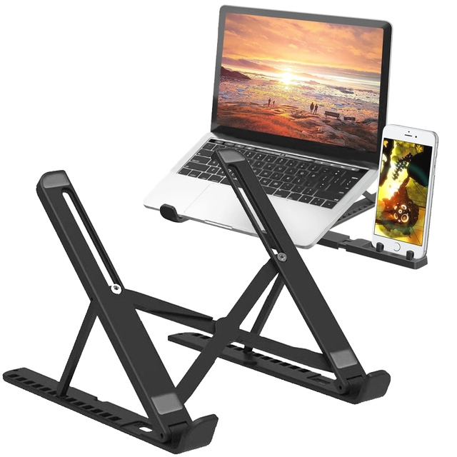 Alogy portable laptop table desk stand phone stand adjustable Black