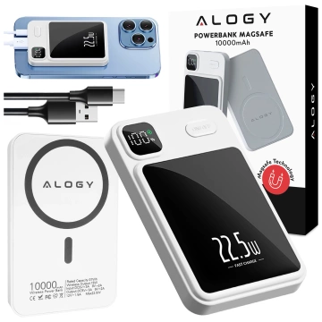 PowerBank Alogy MagCharge 22.5W PD20W PowerDelivery Fast Charging 10000mAh Wireless for MagSafe White
