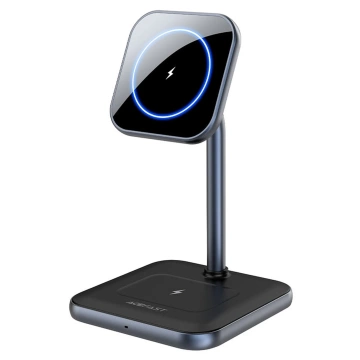 Acefast bezprzewodowa ładowarka Qi 15W do iPhone (z MagSafe) i Apple AirPods stojak podstawka uchwyt magnetyczny czarny (E1 black)