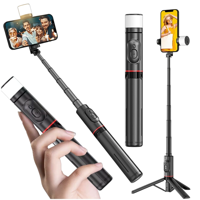 Selfie tyč Bluetooth stick Alogy Tripod Držák telefonu na stativ na fotografie s dálkovým ovládáním 75,8 cm černý