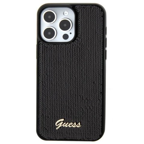 Etui Guess GUHCP15SPSFDGSK für iPhone 15 6,1" czarny/schwarz Hardcase Pailletten Script Metal