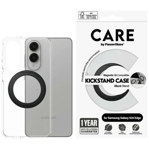 Samsung Galaxy S25 Edge PanzerGlass Kickstand QI Case Transparent