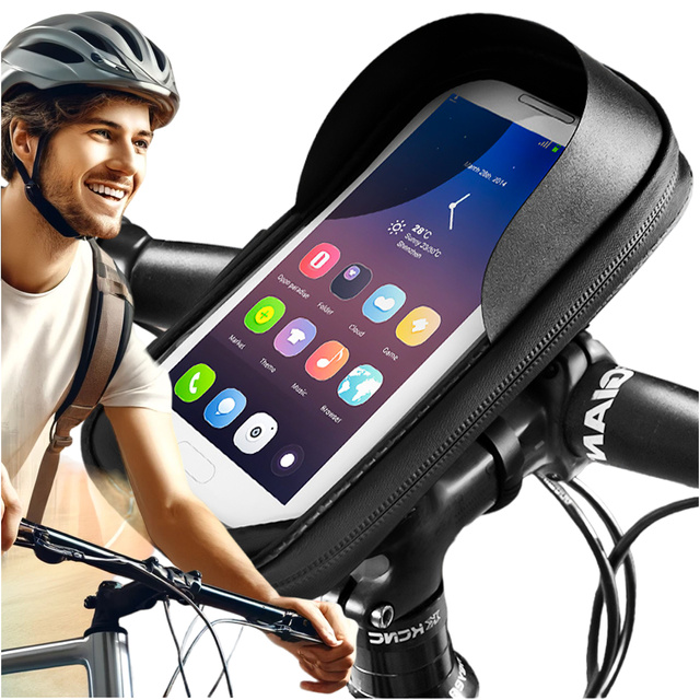 Case Bag Waterproof Bicycle Bike Bag for Phone 6.4 inch Handlebar Holder 0.5L Alogy Black