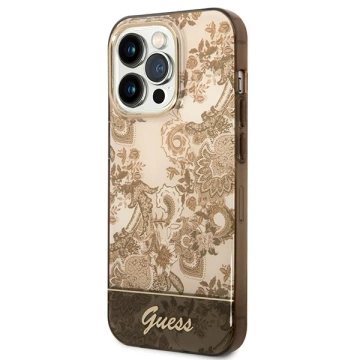 Etui Guess GUHCP14XHGPLHC do Apple iPhone 14 Pro Max 6,7" okrové pevné pouzdro Porcelain Collection