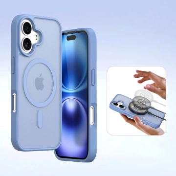 Шкіряний чохол Dux Ducis Lawa для iPhone 16 із синім гаманцем MagSafe