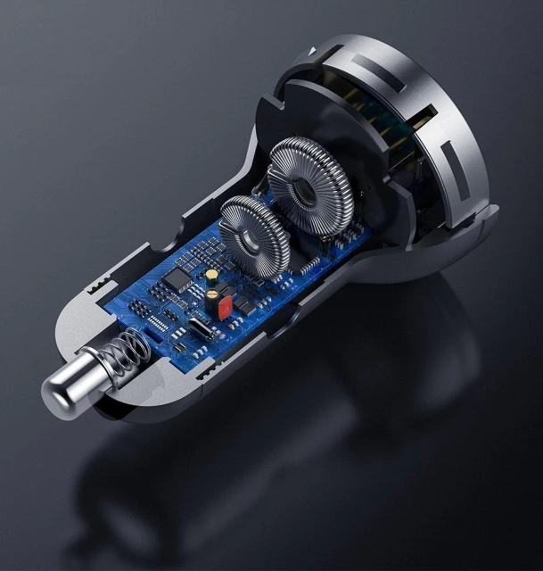 Baseus autonabíjačka 2x USB 4,8A 24W s LCD káblom 3v1 USB - USB Type C / micro USB / Lightning 1,2m čierny (TZCCBX-0G)